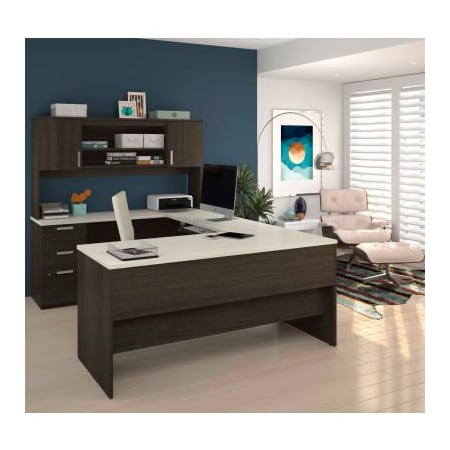 Bestar Bestar Ridgely Series U-Shaped Desk With Dark Chocolate & White Chocolate Finish 52414-31